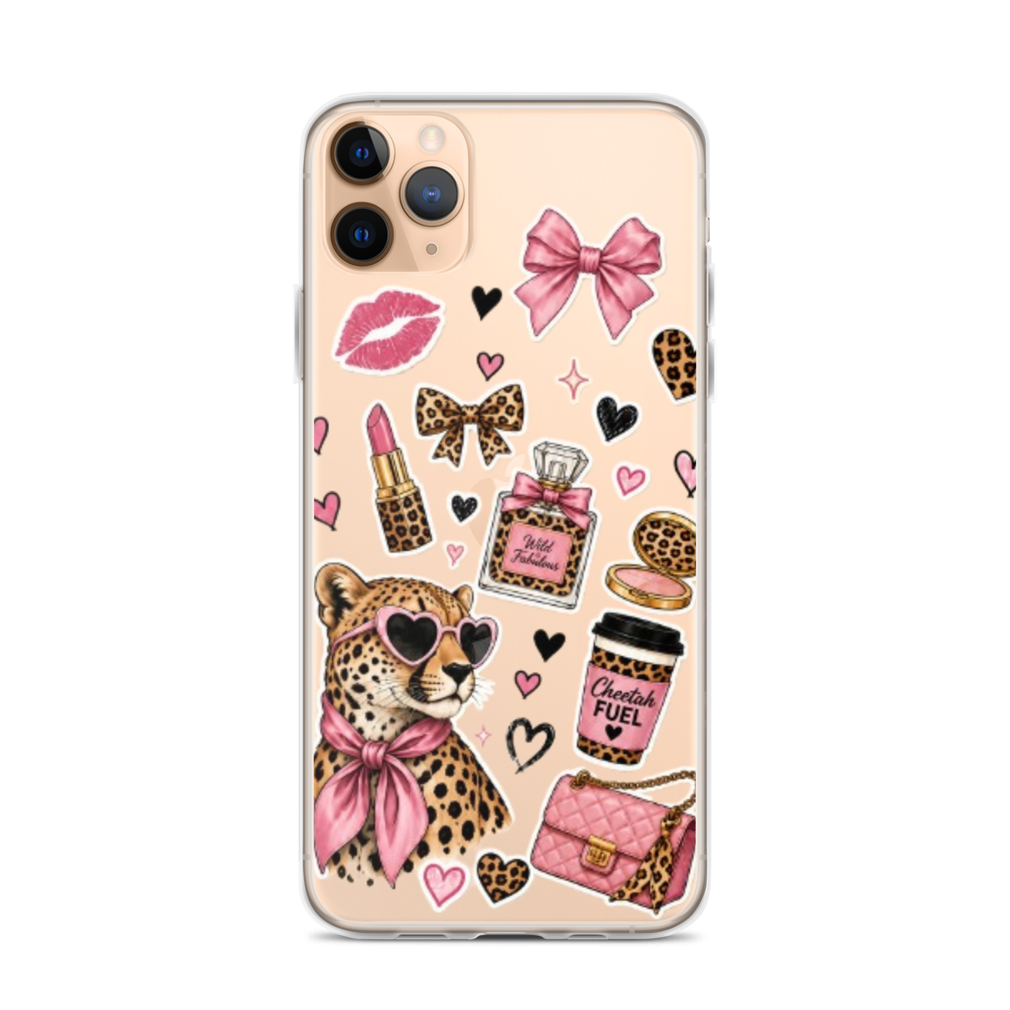 Wild Cheetah Stickers Clear Case for iPhone - Image 3