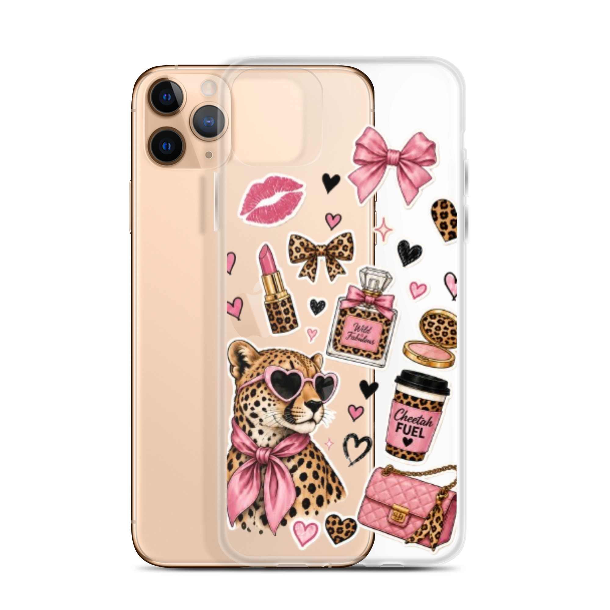 Wild Cheetah Stickers Clear Case for iPhone - Image 4