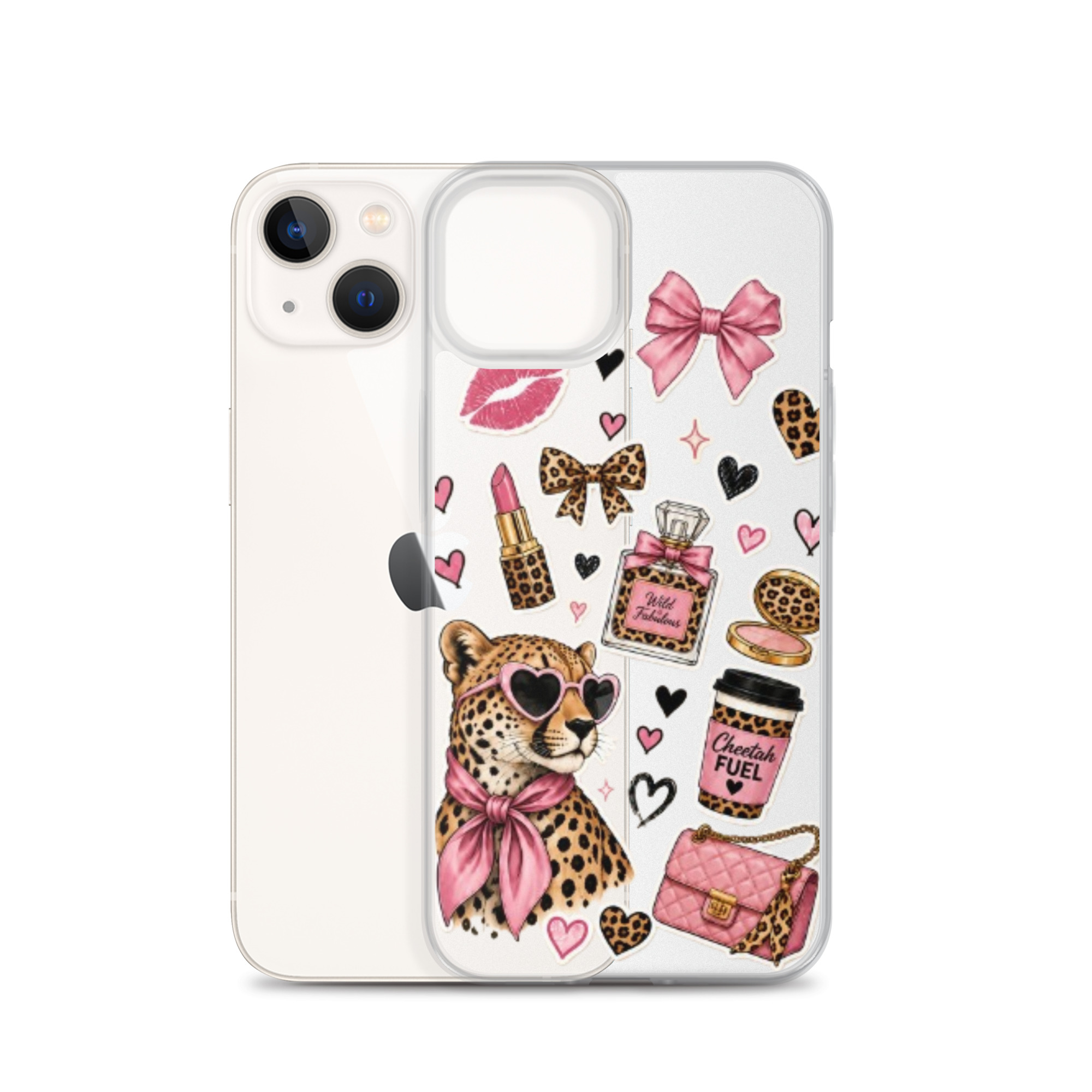 Wild Cheetah Stickers Clear Case for iPhone - Image 24