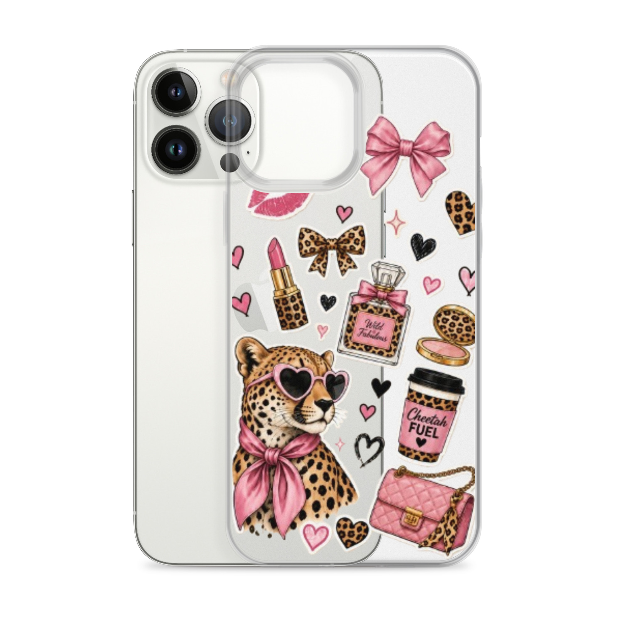 Wild Cheetah Stickers Clear Case for iPhone - Image 20