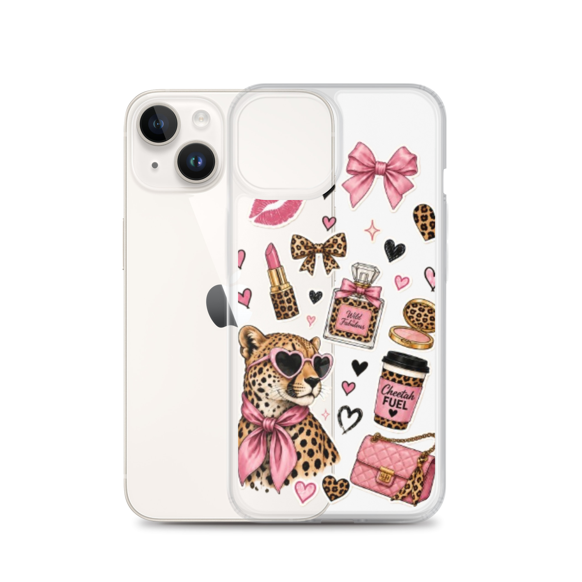 Wild Cheetah Stickers Clear Case for iPhone - Image 32