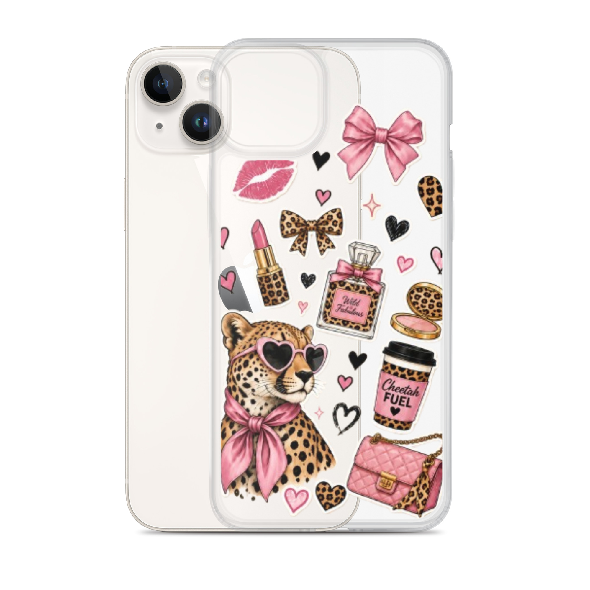Wild Cheetah Stickers Clear Case for iPhone - Image 26