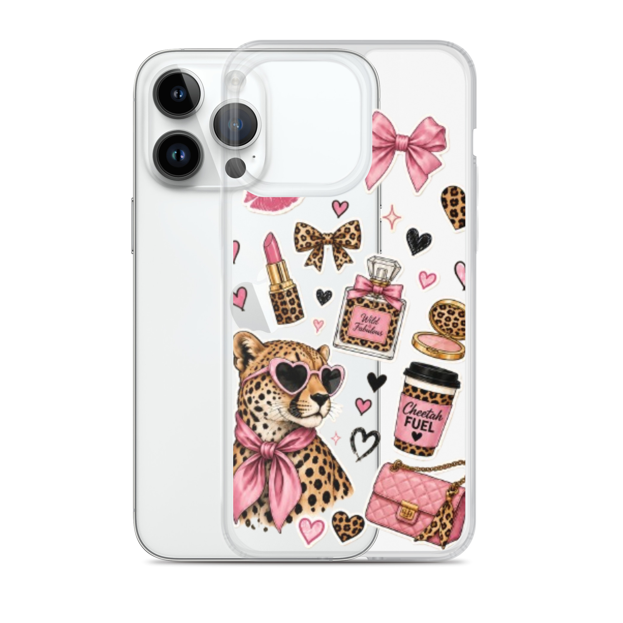 Wild Cheetah Stickers Clear Case for iPhone - Image 28