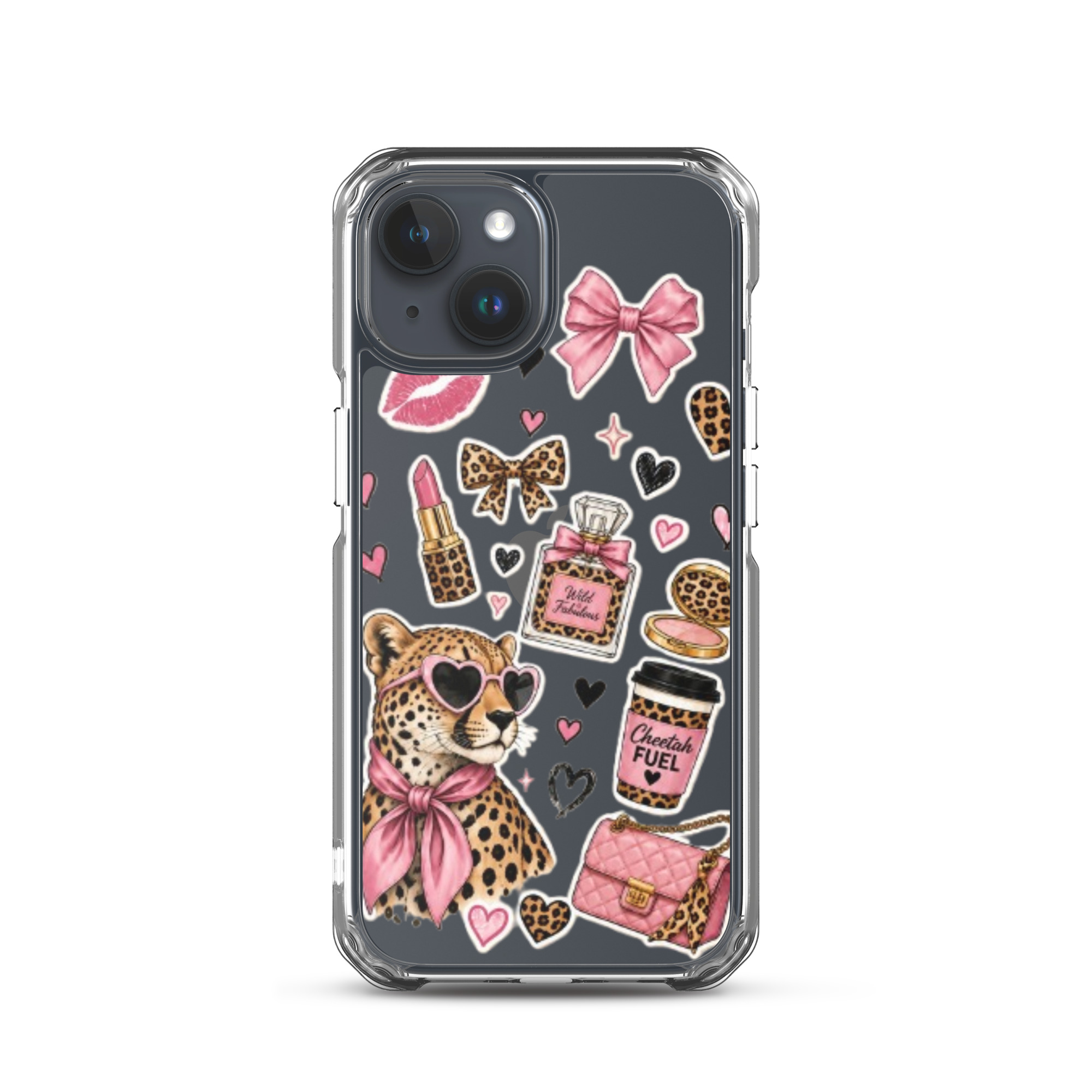 Wild Cheetah Stickers Clear Case for iPhone - Image 39