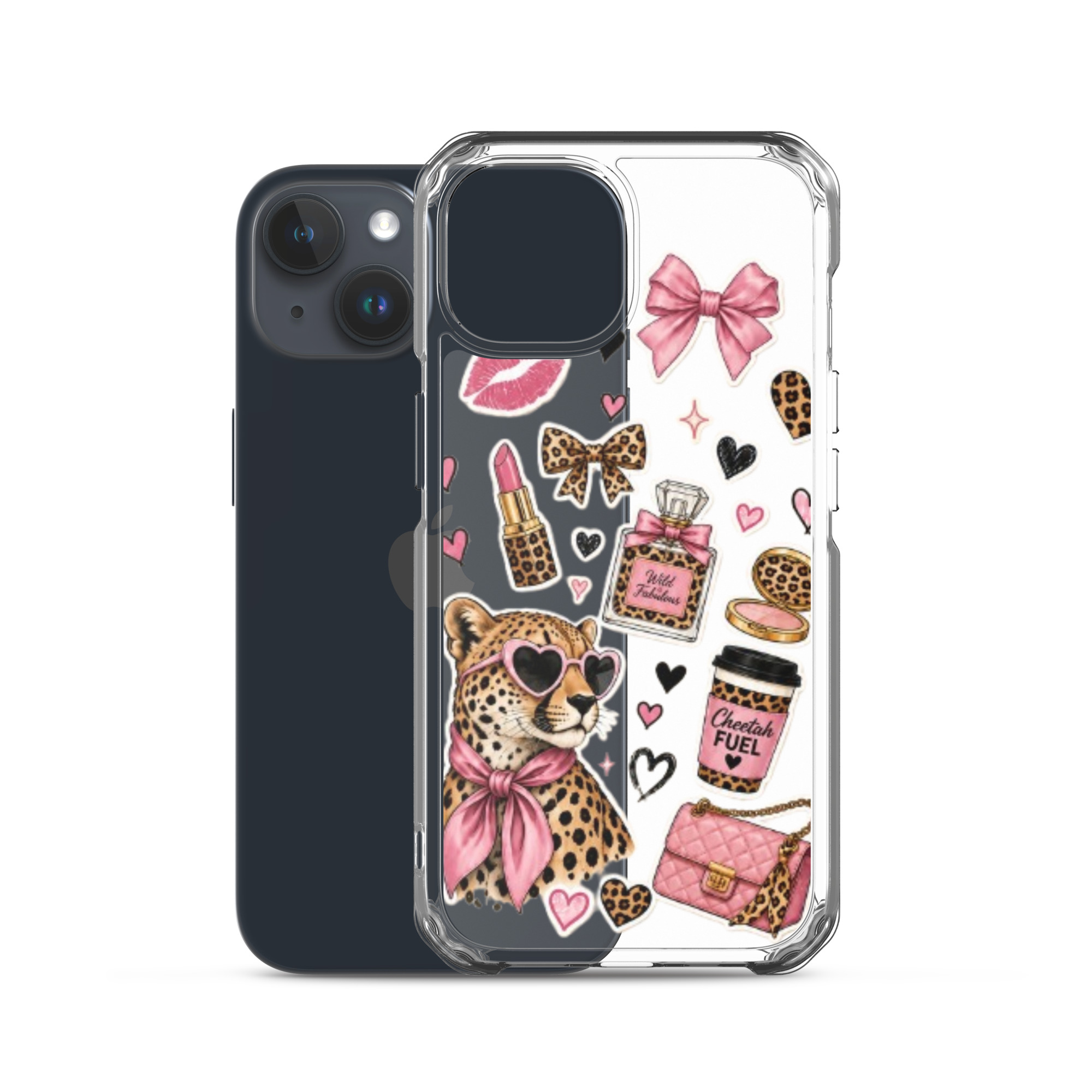 Wild Cheetah Stickers Clear Case for iPhone - Image 2