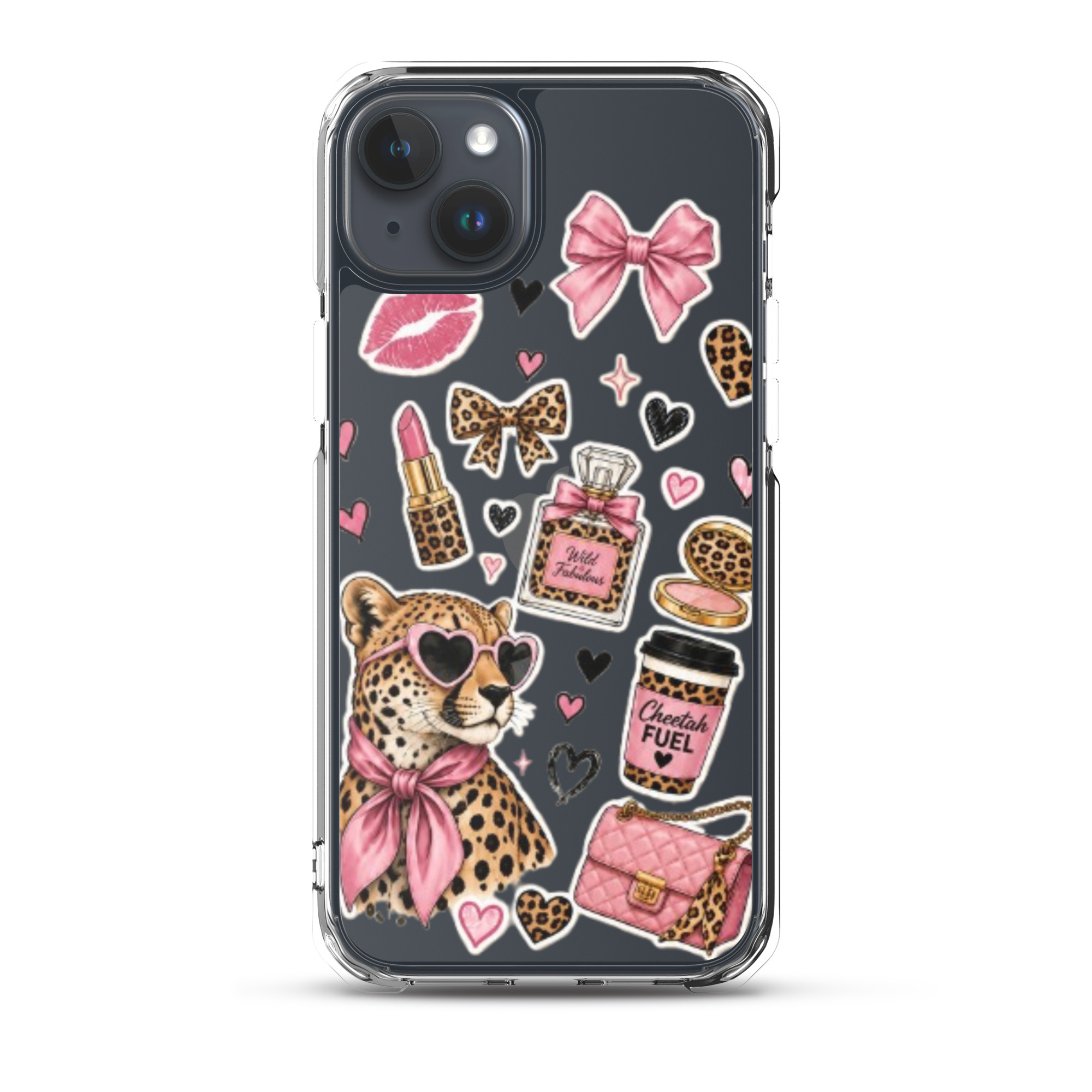 Wild Cheetah Stickers Clear Case for iPhone - Image 33
