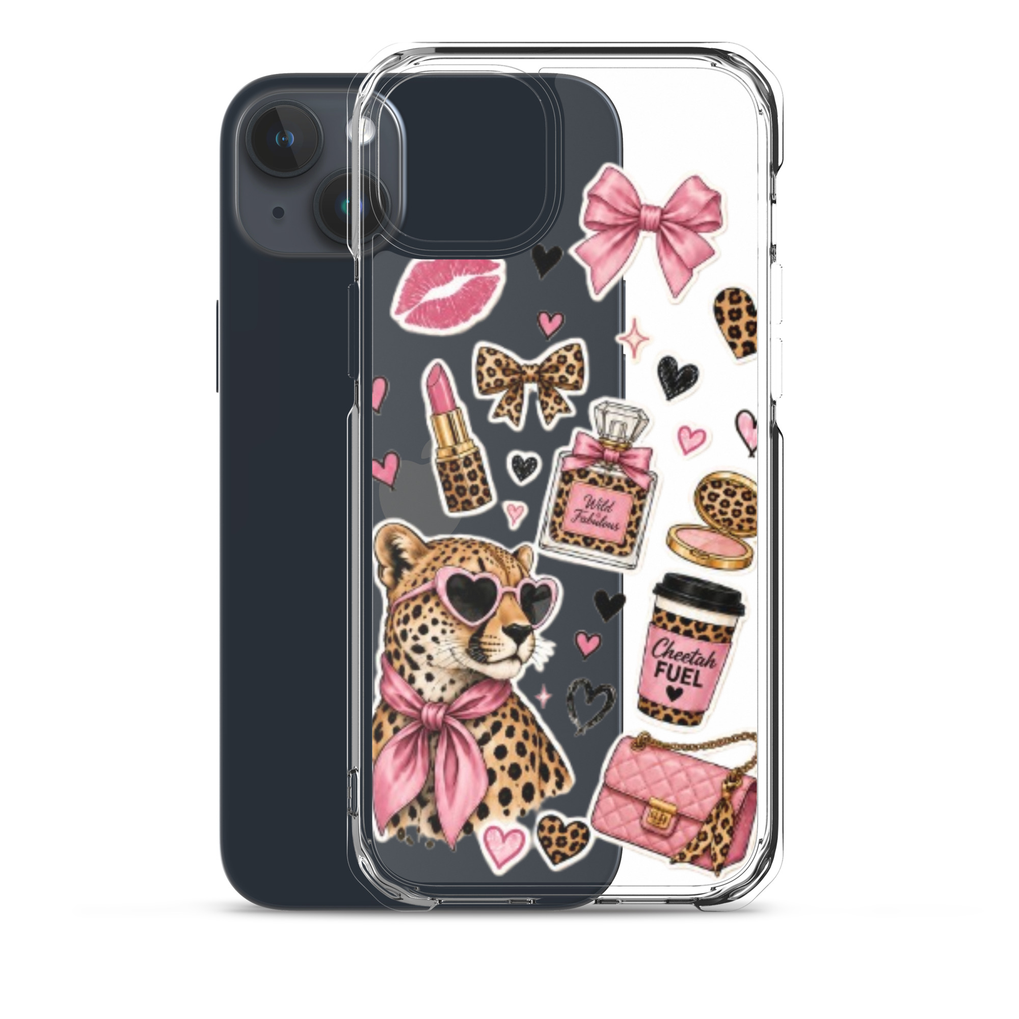 Wild Cheetah Stickers Clear Case for iPhone - Image 34