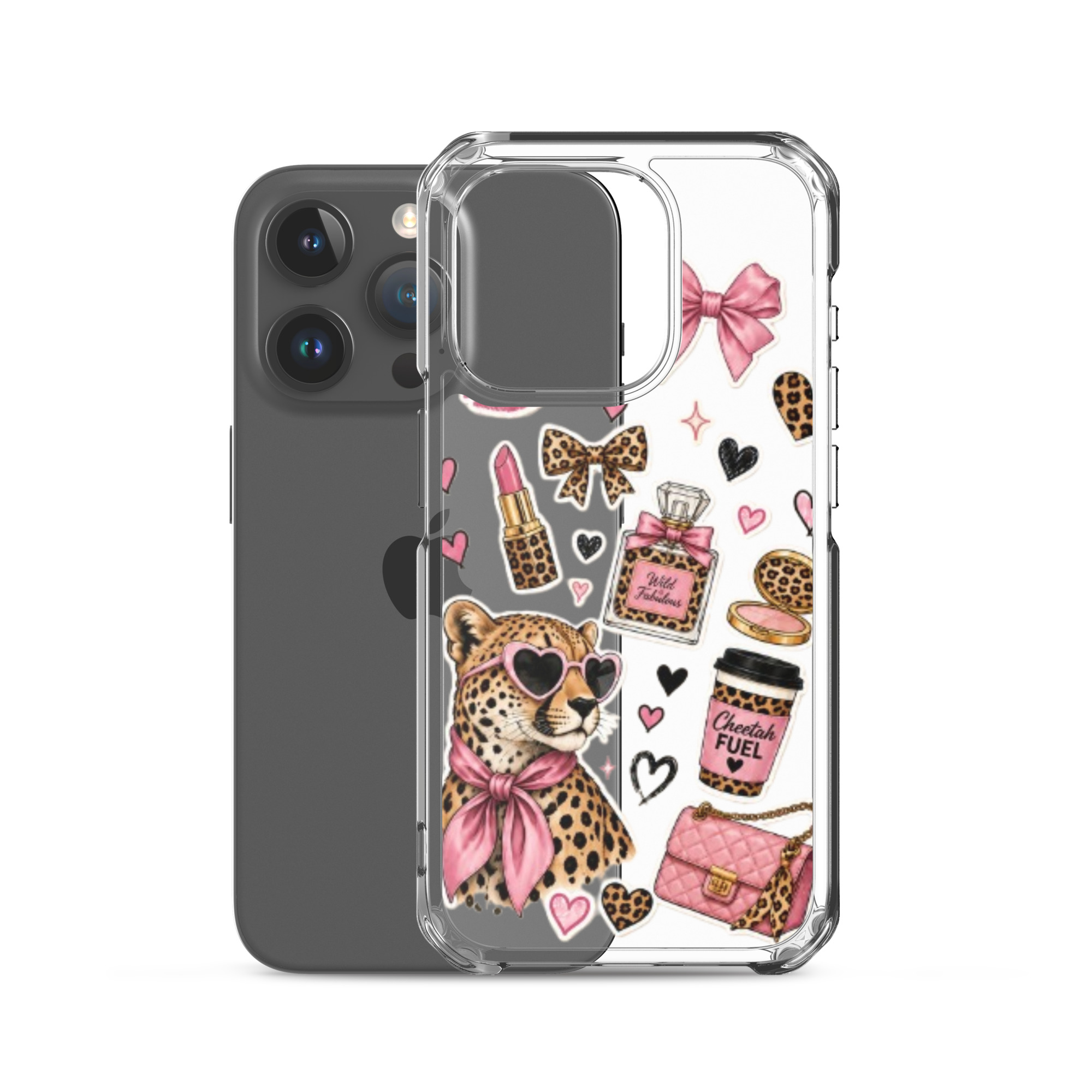 Wild Cheetah Stickers Clear Case for iPhone - Image 38
