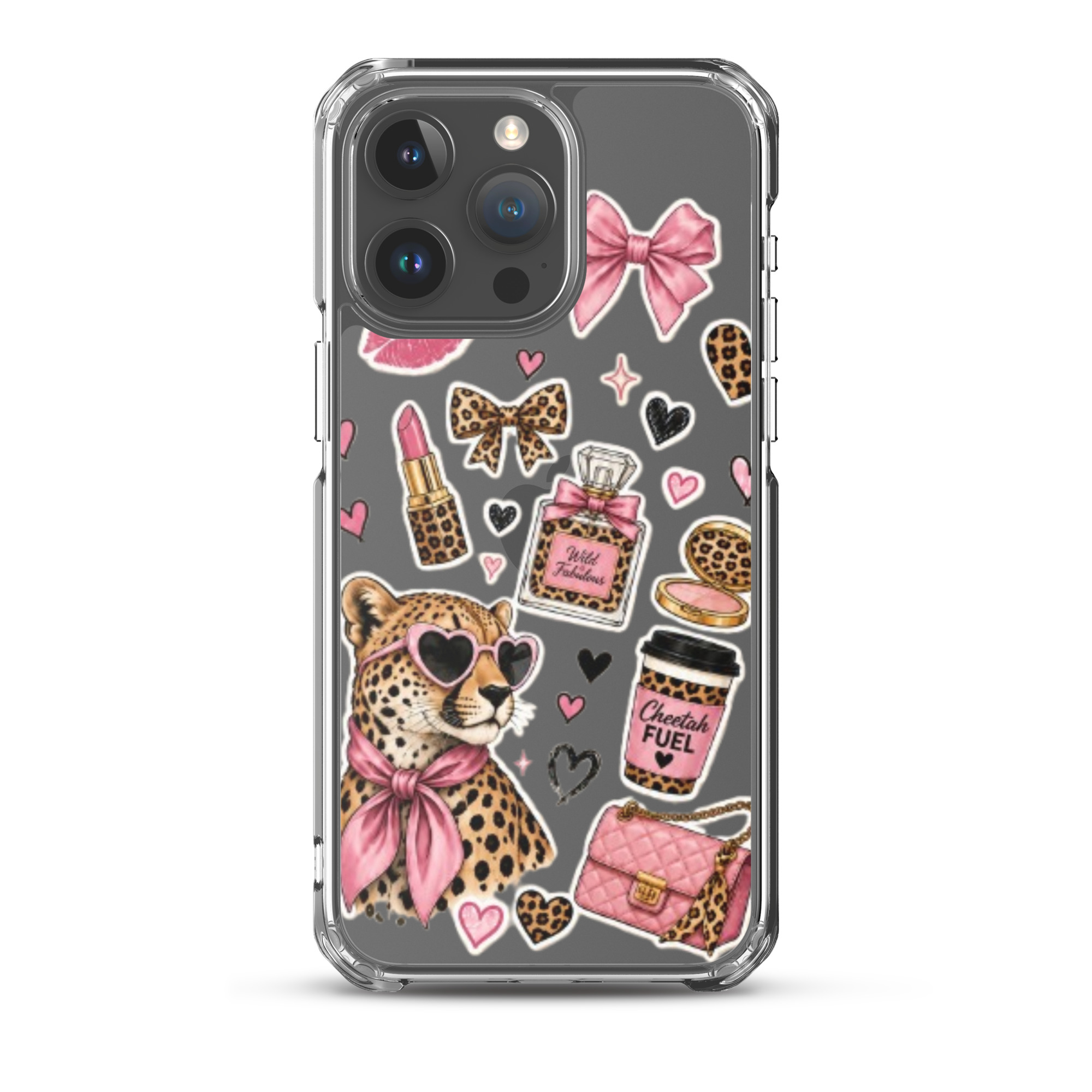 Wild Cheetah Stickers Clear Case for iPhone - Image 35