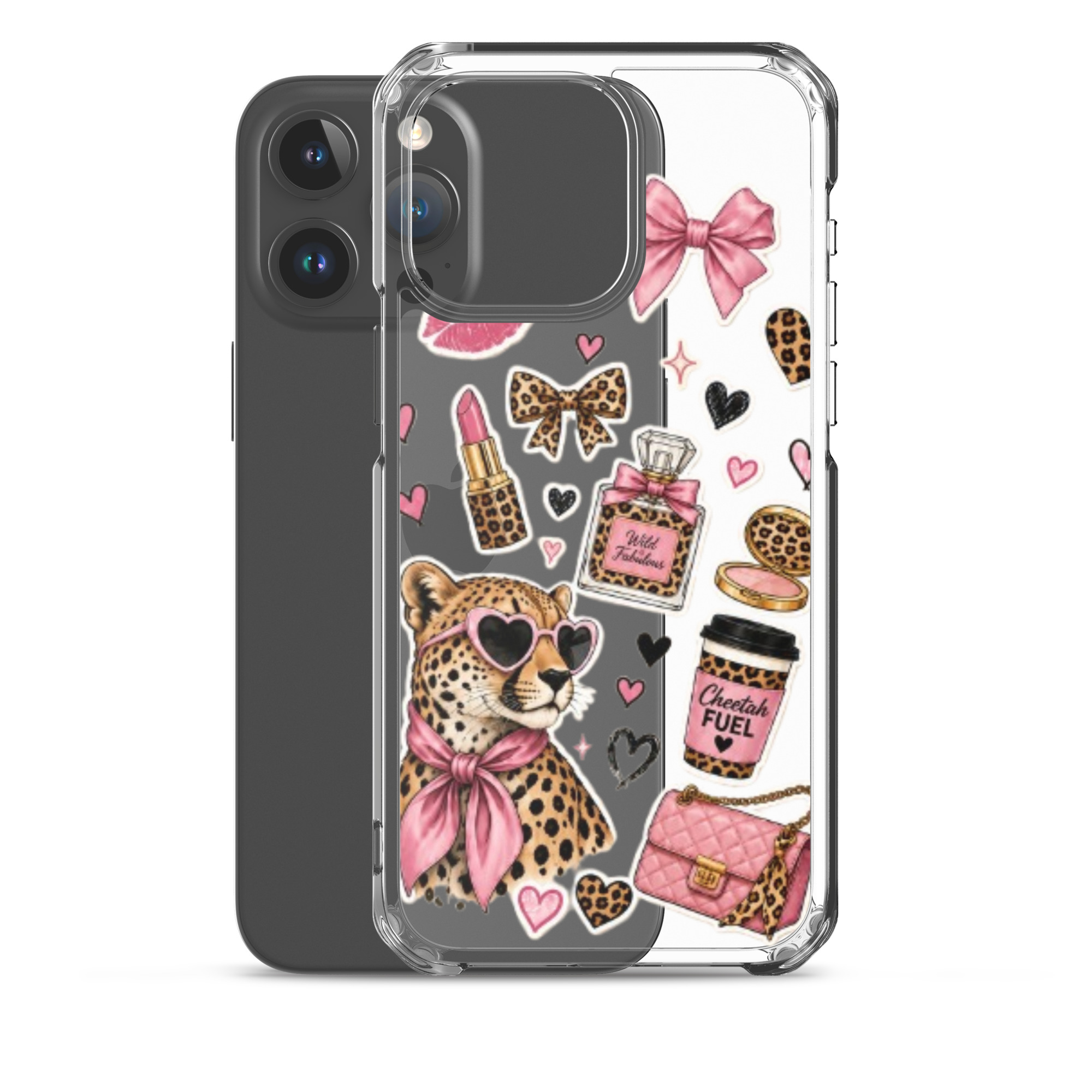 Wild Cheetah Stickers Clear Case for iPhone - Image 36