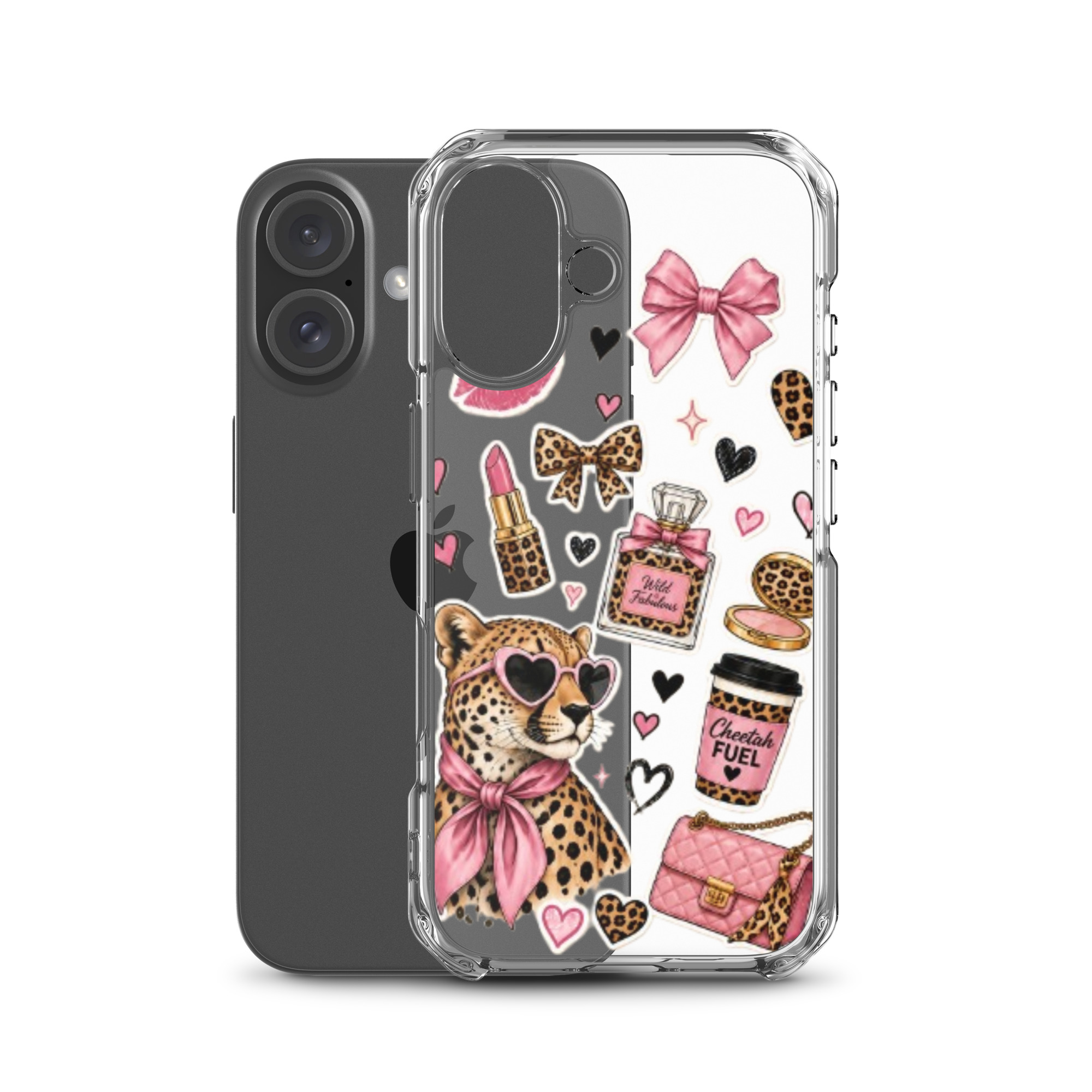 Wild Cheetah Stickers Clear Case for iPhone - Image 47