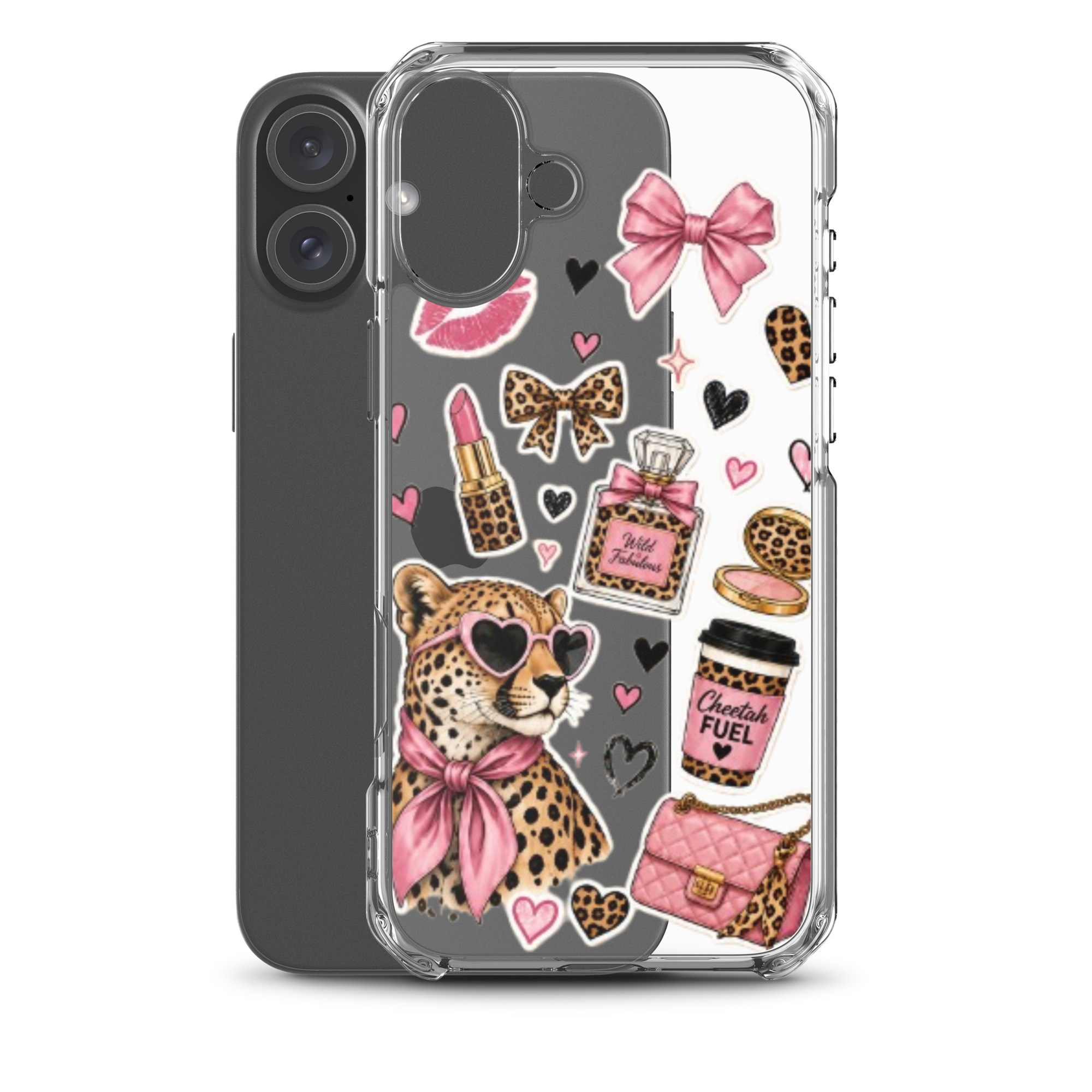 Wild Cheetah Stickers Clear Case for iPhone - Image 41