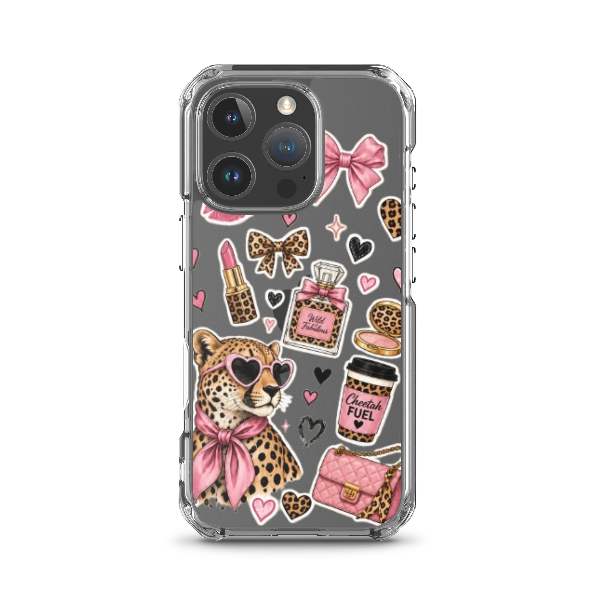 Wild Cheetah Stickers Clear Case for iPhone - Image 44