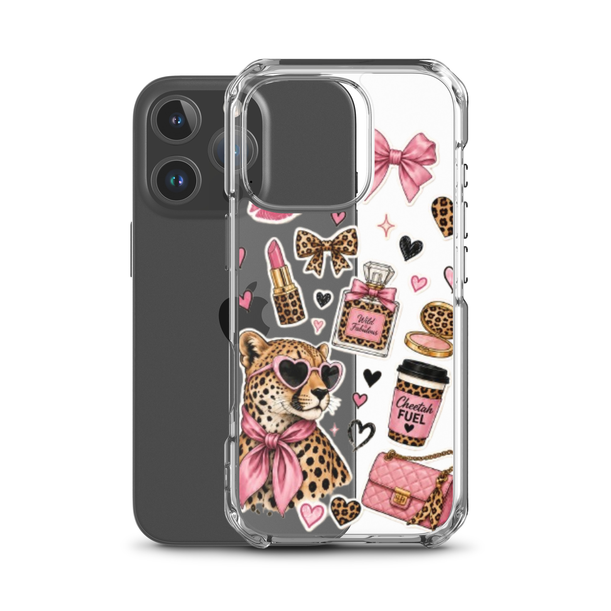 Wild Cheetah Stickers Clear Case for iPhone - Image 45
