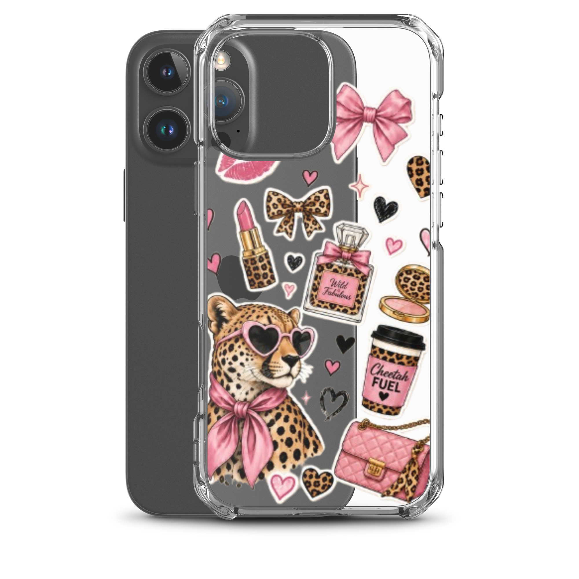 Wild Cheetah Stickers Clear Case for iPhone - Image 43