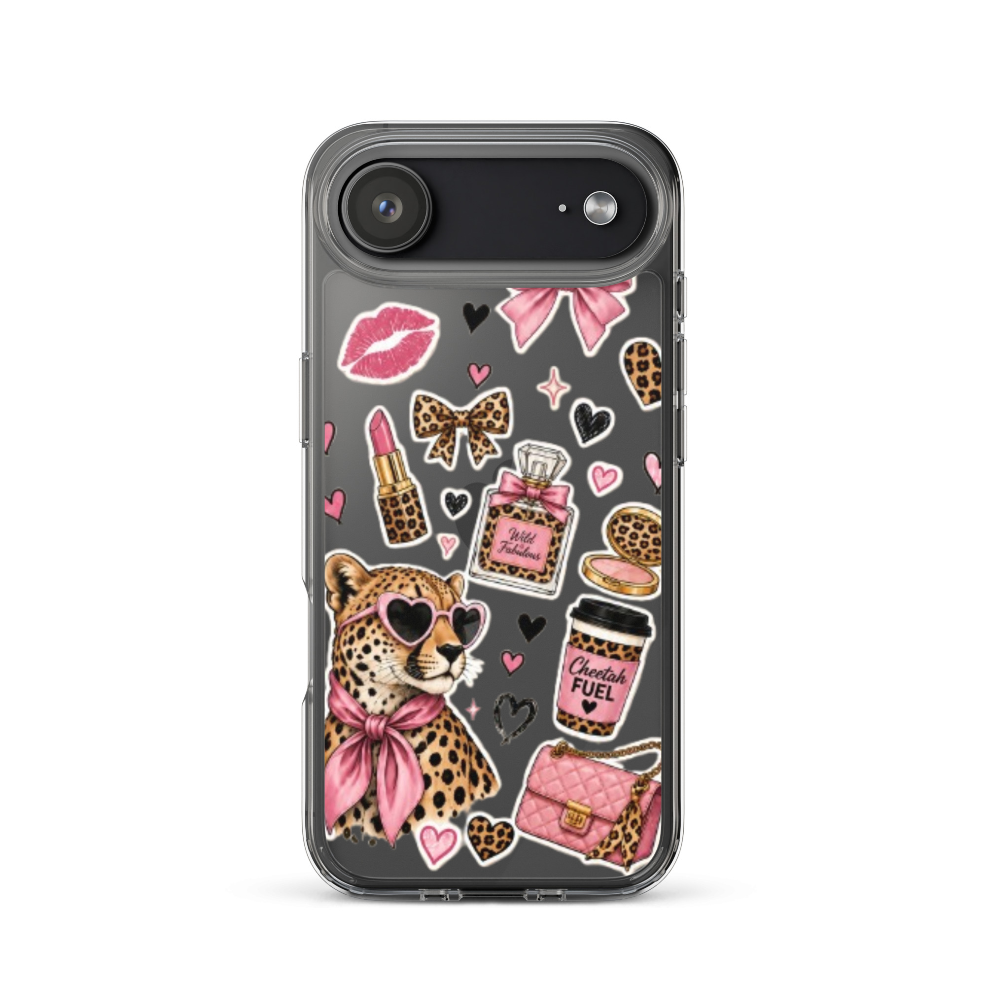 Wild Cheetah Stickers Clear Case for iPhone