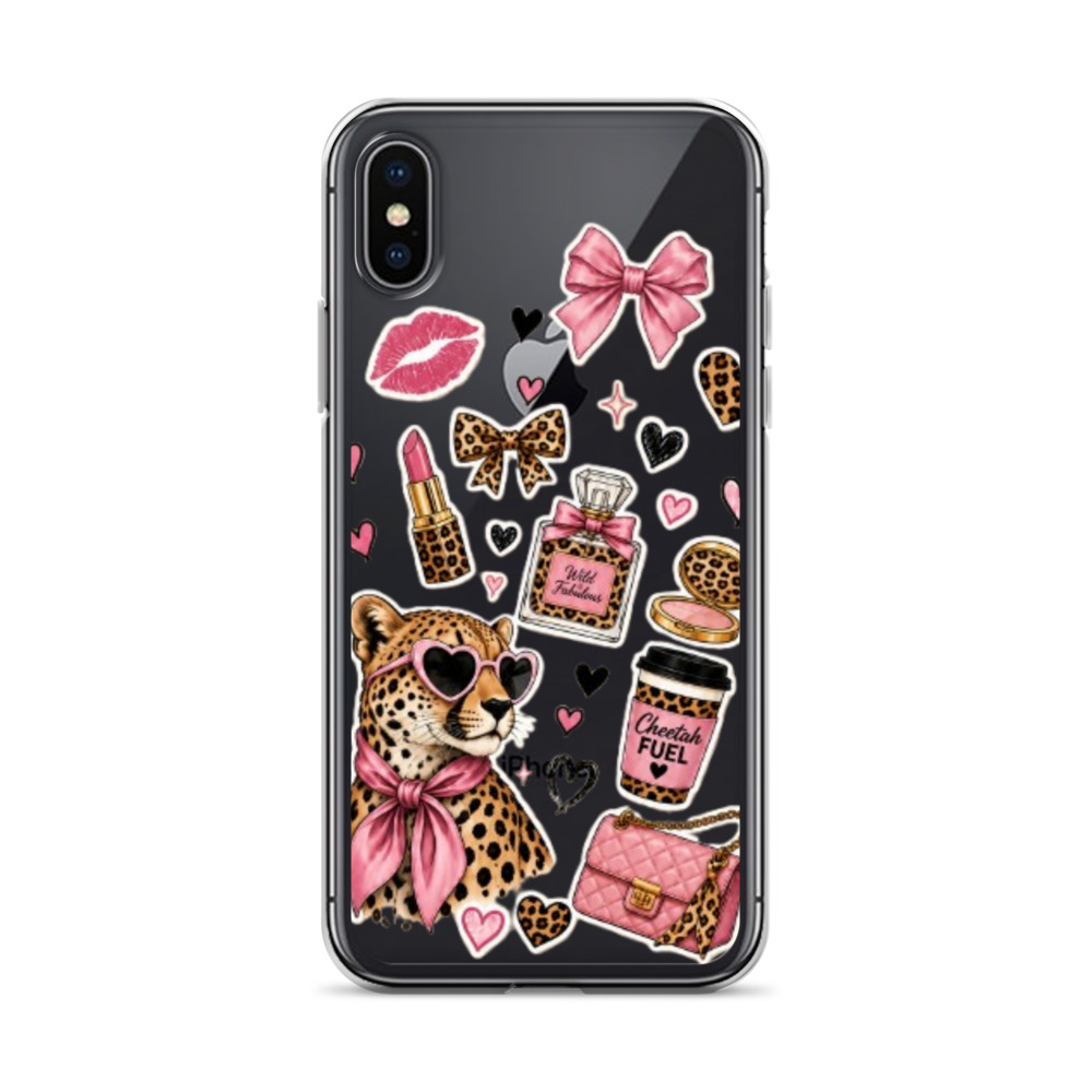 Wild Cheetah Stickers Clear Case for iPhone - Image 55