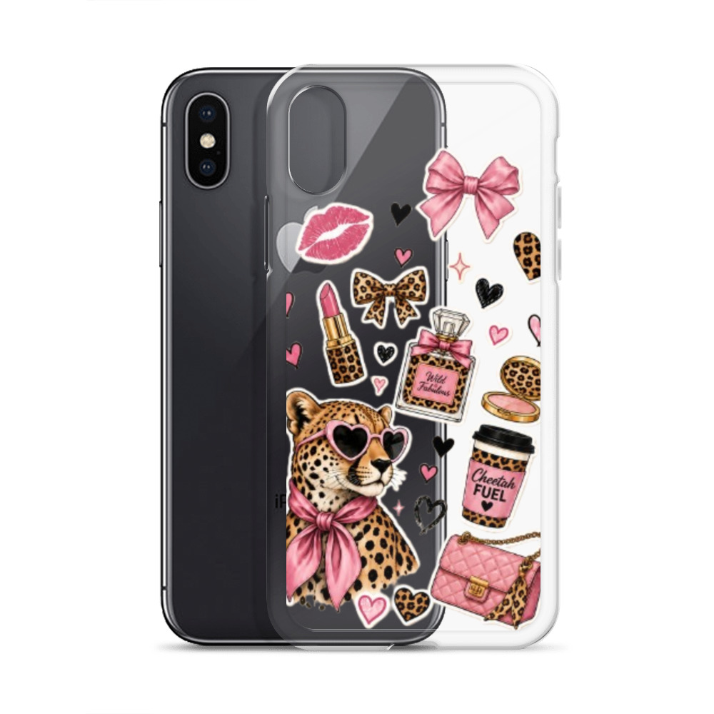 Wild Cheetah Stickers Clear Case for iPhone - Image 56