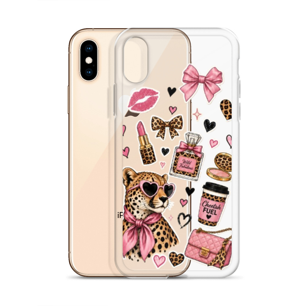 Wild Cheetah Stickers Clear Case for iPhone - Image 58