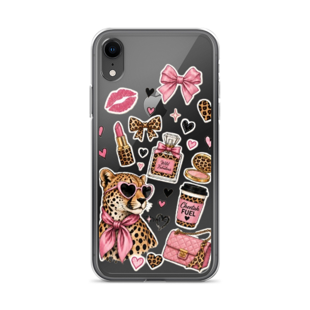 Wild Cheetah Stickers Clear Case for iPhone - Image 59