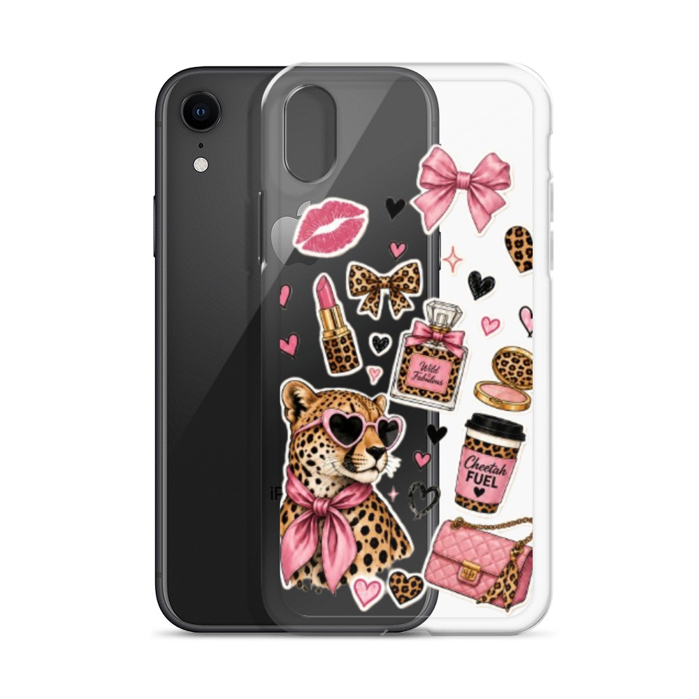 Wild Cheetah Stickers Clear Case for iPhone - Image 60