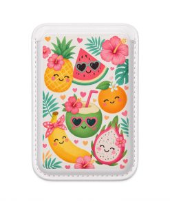 MagSafe Vegan Card Wallet — Cute Tropical Fruit Pattern