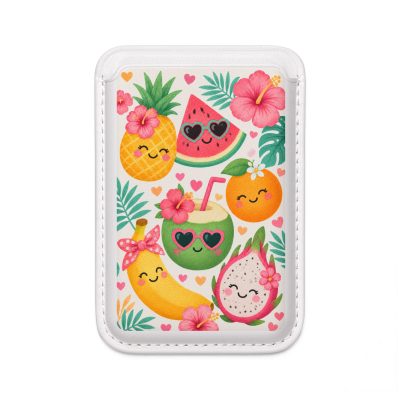 MagSafe Vegan Card Wallet — Cute Tropical Fruit Pattern
