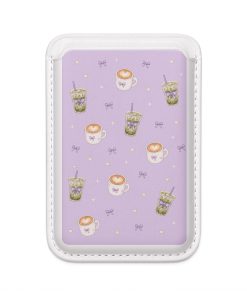 Magsafe Vegan Wallet — Lavender Coffee & Matcha Pattern
