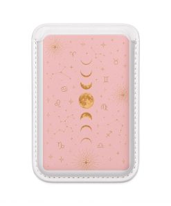 Moon Phase MagSafe Vegan Card Wallet — Pink Astrological Design