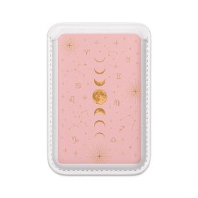 Moon Phase MagSafe Vegan Card Wallet — Pink Astrological Design