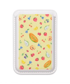 Fruity Pastel Vegan MagSafe Wallet — Slim Phone Card Holder with Watercolor Fruit Pattern